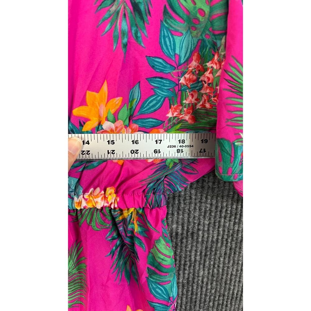 Belle Beach Kim Gravel Cover Up Womens M/L Pink Floral Tropical Resort Cruise - Picture 9 of 12